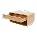 FONSOLUM Bamboo Floating Nightstand with Storage Drawer, Wall Mounted Bedside Table End Tables with Open Shelf, Bedside Cabinet Storage Organizer Case Display Box for Bedroom, Fully Assembled FONSOLUM