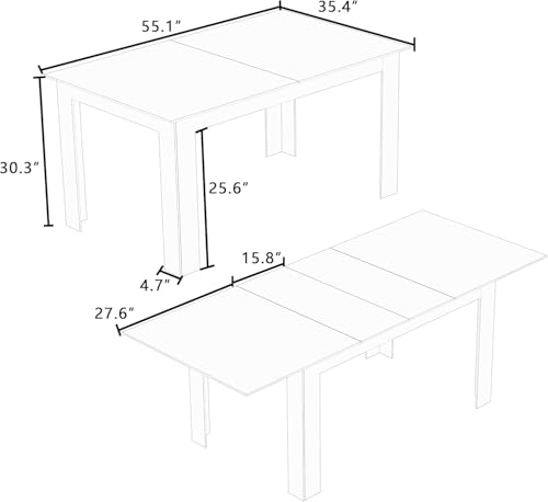 CayugaCrekrd Extendable Dining Table for 6-10 Person, 55" to 86" Modern Dining Room Table, Rectangular Kitchen Table, Brown CayugaCrekrd