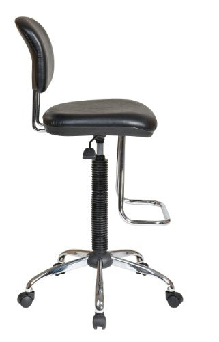 Office Star DC Series Pneumatic Drafting Chair with Vinyl Stool and Back, Heavy Duty Chrome Teardrop Footrest, Black Office Star Products
