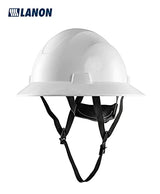 LANON White Full Brim Hard Hat, OSHA Construction Work Approved, HDPE Safety Helmet with 4 Point Adjustable Ratchet Suspension, Class E, G & C LANON Protection