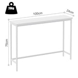 VASMIA Console Table, Entryway Table, Narrow Sofa Table, 39" Bamboo Hallway Table for Entryway, Living Room, Bedroom, Foyer, White VASMIA