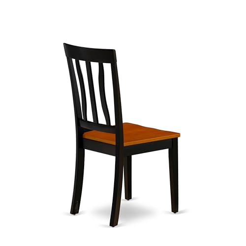 East West Furniture AVAT7-BLK-W 7 Piece Modern Dining Table Set Consist of an Oval Wooden Table with Butterfly Leaf and 6 Dining Room Chairs, 42x60 Inch, Black & Cherry East West Furniture