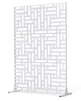 VEVOR Metal Privacy Screen, 47" W x 76" H Outdoor Privacy Screens 3-Panel, Freestanding Outdoor Divider with Stand, Decorative Garden Steel Privacy Fence for Balcony Patio Indoor Room Hot Tub White VEVOR