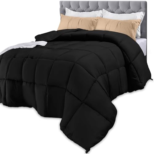 Utopia Bedding Comforters Twin Size, All Season Duvet Insert, Down Alternative Box Stitched Bed Comforter with Corner Tabs, Machine Washable (Black) Utopia Bedding