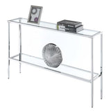 Convenience Concepts Nadia Chrome Console Table 47.25" - Contemporary Modern Sofa Table with Storage Shelf, Narrow Minimalist Entryway Hall Table for Living Room, Bedroom, Bathroom, Glass/Chrome Convenience Concepts