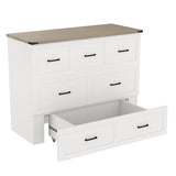 Merax Full Size Murphy Bed, Cabinet Bed with Charging Station, Multi-Functional Foldable Platform Bed with 1 Large Storage Drawer for Small Bedroom, White Merax