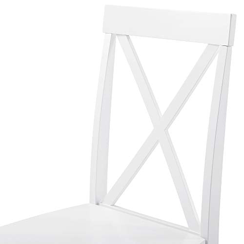 Walker Edison 4 Person Modern Farmhouse Wood Small Dining Table with 4 Chairs Set for Dining Room Kitchen, 48 Inch, White Walker Edison