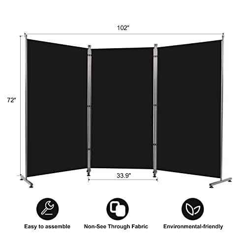 Room Divider 6FT Folding Privacy Screens, 3 Panel Partition Room Dividers w/Freestanding Design, Portable Wall Divider for Room Separtation, Fabric Room Divider Panel Sceen for Home Office Bedroom HOMSCREENER