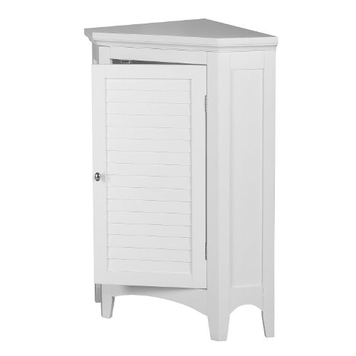 Teamson Home Glancy Wooden Small Corner Freestanding Floor Cabinet with 1 Adjustable Shelf 2 Storage Spaces 1 Door and 1 Chrome-Finished Knob, White Teamson Home