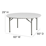 Flash Furniture Kathryn 5-Foot Round Granite White Plastic Folding Table, Commercial Grade Round Table for 8 Guests Flash Furniture