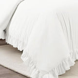 Lush Decor Reyna Ruffle Cotton Duvet Cover Set 3 Piece Set King, Pure White - King Size Bedding Set - White Duvet King- Ruffled Bedding - Coquette Decor Lush Decor