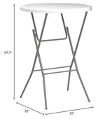 BTEXPERT 32" Round 43" Bar Height White Granite Plastic Folding Table Portable Commercial Table Banquet Card Coffee Dining Table for Wedding Party Event Home Kitchen Outdoor Set of 2 BTEXPERT