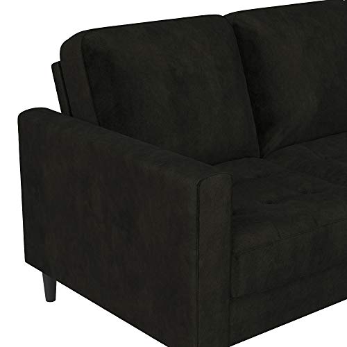 CosmoLiving by Cosmopolitan CosmoLiving Strummer Reversible Sectional Couch, Black Velvet Sofa (DA038-BK) CosmoLiving by Cosmopolitan