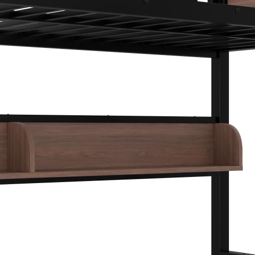 Harper & Bright Designs Twin Over Full Bunk Bed with Storage Shelves and LED Lights, Metal Bunk Bed Frame for Kid Teens, Space-Saving & Noise-Free Design, Black Harper & Bright Designs