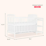 Dream On Me Anna 3-in-1 Convertible Full-Size Baby Crib & Changer with Storage in White, GreenGuard Gold & JPMA, Pinewood, Converts to Day & Toddler Bed, 3 Mattress Heights, 1″ Changing Pad