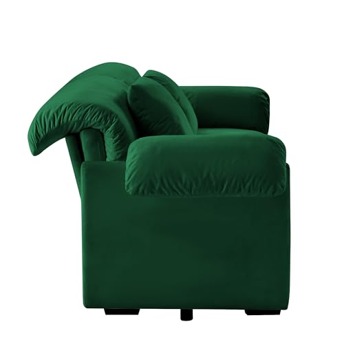 83.9-Inch Oversized 2 Seaters Cloud Couch Velvet Upholstered Deep Seat Loveseat Sofa Couch for Home Apartment Living Room Bedroom, Modern Love Seat Sofa with Fluffy Pillow Armrests and Storage Space ERYE