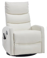PELUMY 360° Swivel Rocker Recliner with Heat & Vibration Massage, Glider Rocking Chair for Adults, Compact Recliner for Living Room, Small Spaces, Nursery, Bedroom (Breathable Leather, White)
