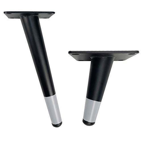 Black Gray Furniture Table Leg,Iron Round Tapered Sofa Legs,Slant Metal Cabinet Feet Furniture Leg Hardware,Replacement for Coffee Table Cupboard Chair,Height 10-72cm,4 Pack (72cm/28.3inch) (Black，gr WoodArtSupply