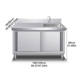Kitchen Cabinet with Sink Laundry Sink with Cabinet Freestanding Utility Sink with Faucet Outdoor Stainless Steel Sink with Workbench and Storage Cabinet for Restaurant Laundry Room.(120x60x80cm) YHQYCGS