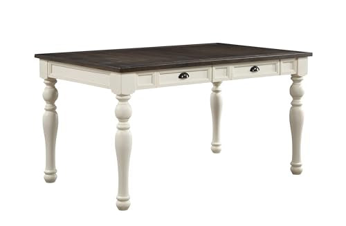 Steve Silver Furniture Co Joanna 7PC Rectangular Dining Set, Table with 6 Slat Back Side Chairs, Farmhouse Design, Dining Room, 59.45" L x 35.82" W x 31" H, White Steve Silver