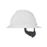 MSA 475369 V-Gard Full-Brim Hard Hat With Fas-Trac III Ratchet Suspension | Polyethylene Shell, Superior Impact Protection, Self Adjusting Crown-Straps - Standard Size in White MSA