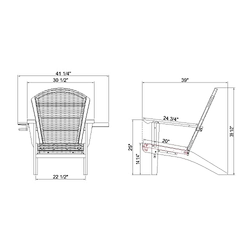 Cambridge Casual Auburn Padded Upholstered Outdoor Adirondack Chair, Teak Wood and All-Weather Wicker