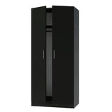 Madesa 2 Door Wardrobe Armoire Closet Hanging Storage Spacious Cabinet with Shelf 31 Inch Modern Organization Unit for Bedroom and Office - Black Madesa