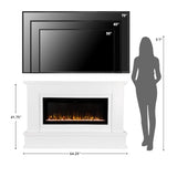 Modern Ember Patton White Mantel Package 64" W x 42" H with 42 Inch Electric Fireplace - 5 Flame Colors, 10 Ember Bed Colors, Log Kit & Crystal Embers | Alexa/WiFi Enabled Modern Ember