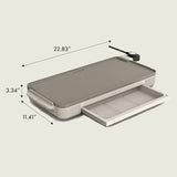 bella 10" x 20" Electric Griddle with Warming Tray, EverGood™ Ceramic Nonstick Coating & Removable Temperature Probe, Dishwasher-Safe Drip Tray & Cool Touch Handles, 1500 Watt, Oatmilk BELLA