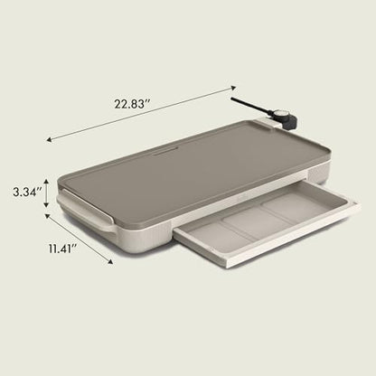 bella 10" x 20" Electric Griddle with Warming Tray, EverGood™ Ceramic Nonstick Coating & Removable Temperature Probe, Dishwasher-Safe Drip Tray & Cool Touch Handles, 1500 Watt, Oatmilk