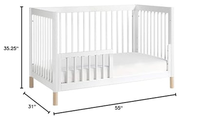 Babyletto Gelato 4-in-1 Convertible Crib with Toddler Bed Conversion in White and Washed Natural, Greenguard Gold Certified