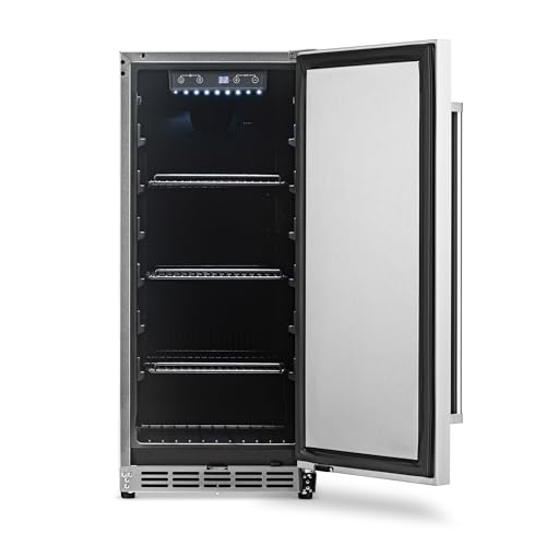 NewAir 15" Commercial Beverage Refrigerator | Weatherproof Stainless Steel Fridge | Built-In or Freestanding Outdoor Patio Fridge For Beer, Wine, Food NCR032SS00 NewAir