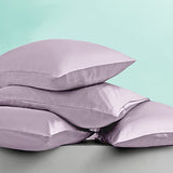 Ersmak 4 Pieces Satin Sheets Set Twin Size, Luxury Silky Lavender Satin Bed Sheets Set with 1 Deep Pocket Fitted Sheet, 1 Soft Flat Sheet, 1 Queen Pillowcases and 1 Body Pillowcase Ersmak