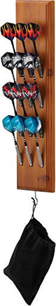 Viper Dart Caddy Solid Wood Wall Mounted Dart Holder / Stand, Displays 4 Sets of Steel or Soft Tip Darts, for all Sisal & Electronic Dartboards, Surrounds & Cabinets, Cinnamon Finish Viper