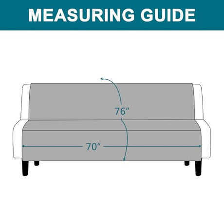 Turquoize 100% Waterproof Futon Cover Futon Slipcover Washable Armless Sofa Bed Slipcover Protector Seat Width Up to 70" with Adjustable Elastic Strap Anti-Slip for Dogs, Ivory Turquoize