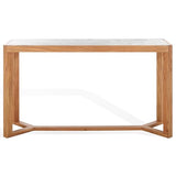 SAFAVIEH Couture Collection - Bernardi Natural & White Marble Top Console Table with Solid Wood Base, Modern Accent Entryway Table (SFV9745A) SAFAVIEH