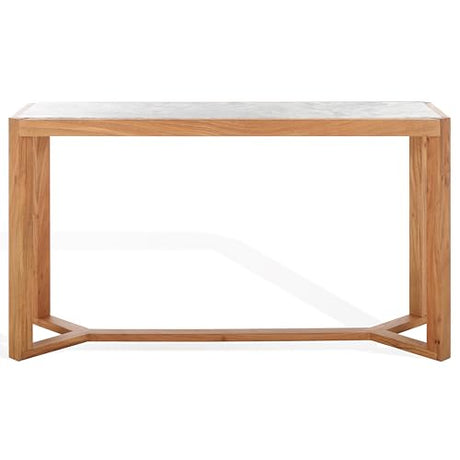 SAFAVIEH Couture Collection - Bernardi Natural & White Marble Top Console Table with Solid Wood Base, Modern Accent Entryway Table (SFV9745A) SAFAVIEH