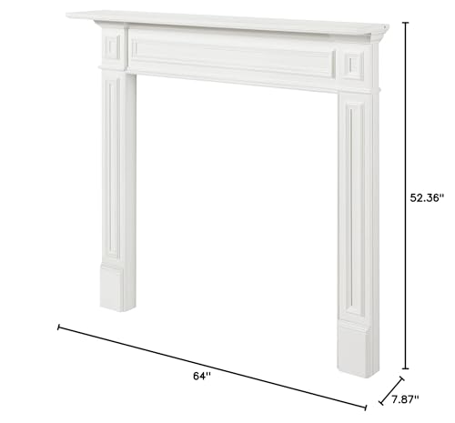 Pearl Mantels ARYB48525 Furniture for Your Fireplace, Premium Grade A MDF Mantel Surround, Crisp White Paint, Interior Opening 48" W x 42" H