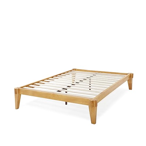 Bme Chalipa 14” Queen Solid Wood Platform Bed Frame – Modern Minimalist Design with Natural Finish and Easy Assembly Bme