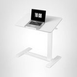 FLEXISPOT H7 PRO Mobile Standing Desk Adjustable Overbed Table Pneumatic with Wheels 90°Tiltable Portable Laptop Desk Rolling Computer Cart Foldable Bedside Table(27.6" W x 15.7" D, White) FLEXISPOT