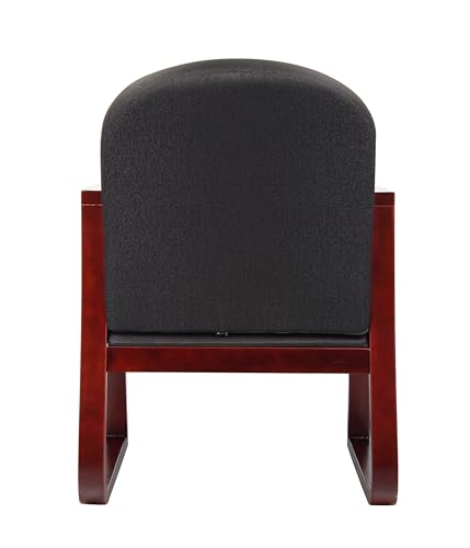 Boss Office Products Mahogany Frame Fabric Side Chair in Black, 250 (B9570-BK) Boss Office Products