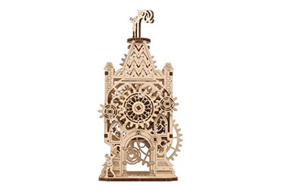 UGEARS Old Clock Tower 3D Wooden Puzzle - Wooden Mechanical Model Kit to Build - DIY Puzzle Clock Toy with Spinning Mechanism - Brain Teaser Building Set for Adults - WoodArtSupply