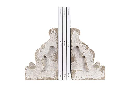 Creative Co-Op Distressed White Corbel Shaped Bookends (Set of 2 Pieces) Creative Co-Op