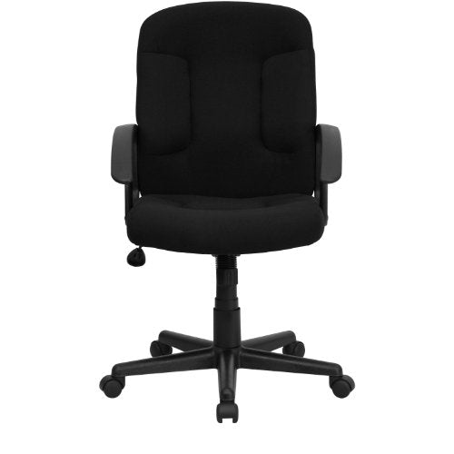 Flash Furniture Garver Mid-Back Black Fabric Executive Swivel Office Chair with Nylon Arms Flash Furniture