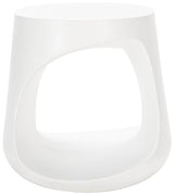 SAFAVIEH Outdoor Collection Vikki Modern Ivory Concrete Accent Table (Fully Assembled) VNN1040B SAFAVIEH