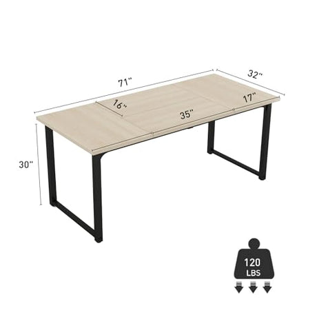 Bonzy Home 6FT Conference Table, 71" L x 32" W x 30" H Long Rectangle Meeting Table, Modern Seminar Table with Super Sturdy Metal Frame for Office, Natural Bonzy Home