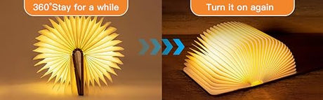 Ngtcglm Wooden Book Lamp, 3 Colors Folding Book Lamp, USB Rechargeable Book Lights, Light Up Book Lamp Decor, Novelty Unique Lamp, Creative Gifts for Book Lovers Ngtcglm