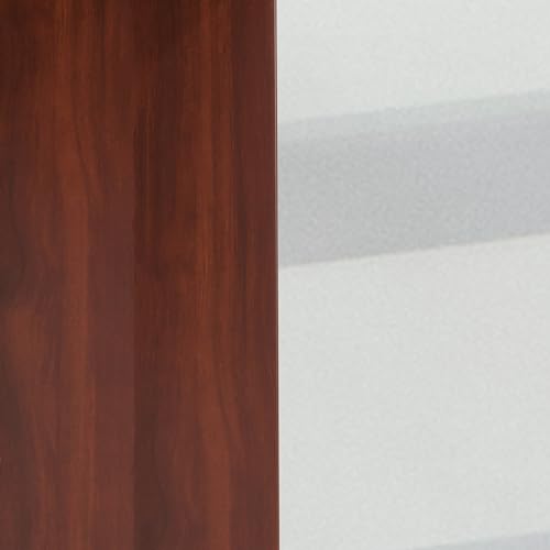 Flash Furniture Jude Tempered Glass Computer Desk with Pull-Out Keyboard Tray and Crisscross Frame, Small Computer Desk for Home Office, Cherry/Clear Flash Furniture