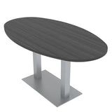 SKUTCHI DESIGNS INC. Harmony Series 6-Person Boat Oval Shaped Conference Table with Brushed Silver Square Metal Bases | Meeting Tables for Offices and Homes | Scratch-Resistant | Asian Night – 5’ SKUTCHI DESIGNS INC.
