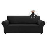 Asnomy Couch Covers for 3 Cushion Couch Sofa Pet Friendly, 3 Seater Sofa Cover Washable Slipcovers Protector Furniture Covers for Dogs Spandex Jacquard Fabric Small Checks（Large，Black） Asnomy